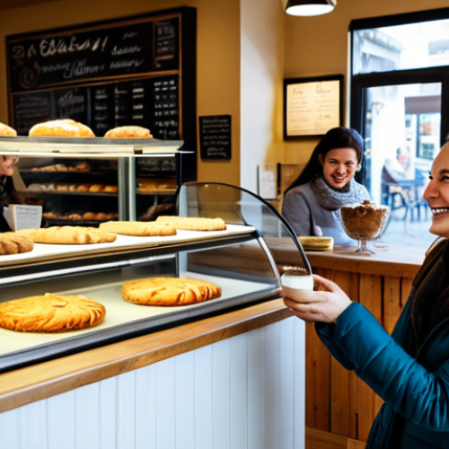 Home 7 Crowdfunding a Local Bakery**
"A brightly lit, cozy bakery interior. Fully clothed patrons are enjoying coffee and pastries. The owner, a smiling woman in her 30s in appropriate attire, is interacting with customers. In the background, a display showing the bakery's crowdfunding campaign. The scene is warm and inviting. Safe for work, appropriate content, professional photography, perfect anatomy, natural proportions, modest clothing, family-friendly."
**