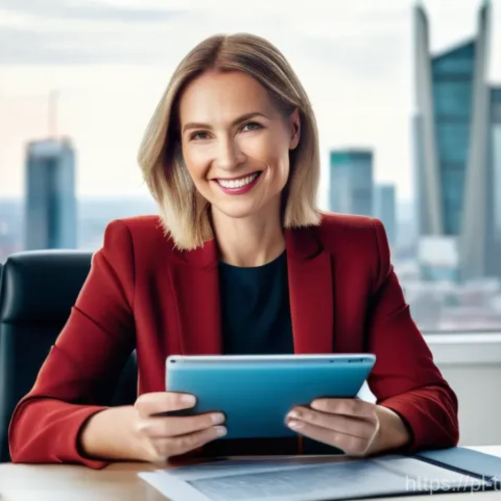금융 독립을 위한 주식 시장 트렌드 분석 - **Prompt:** A confident and content Polish investor, a woman in her late 30s to early 40s, dressed i...