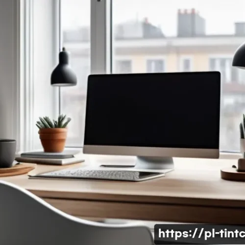 Home 33 금융 독립을 위한 수입 증대 아이디어 - A cozy home office scene in a modern Polish apartment, featuring a young professional working remote...