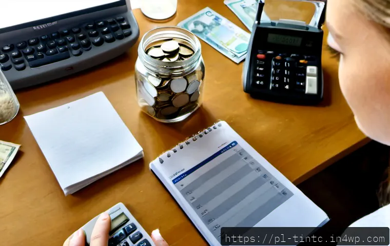 Home 17 금융 독립을 위한 매달 저축하는 법 - Photorealistic overhead view of a Polish young adult at a tidy home desk planning monthly savings fo...